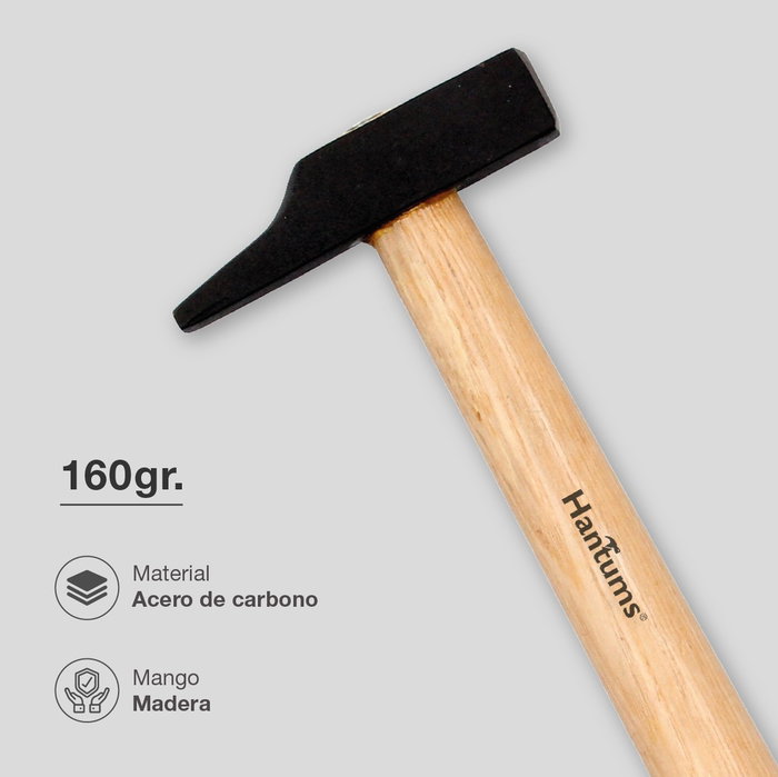Hantums Martillo Carpintero con Mango de Madera 20mm 160gr