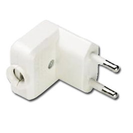 Clavija bipolar acodada blanca en blíster
