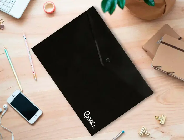 Liderpapel Carpeta Dossier con Broche Negro Opaco DIN A4