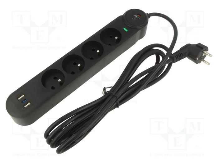Art FU815 Regleta con 4 tomas de corriente, 2 puertos USB y cable de 3m Art FU815 Regleta con 4 tomas de corriente, 2 puertos USB y cable de 3m