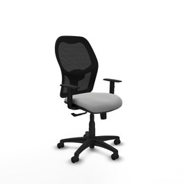 PIQUERAS Y CRESPO Alocén Silla de Oficina con Mecanismo Sincro, Malla Negra y Asiento Gris Claro