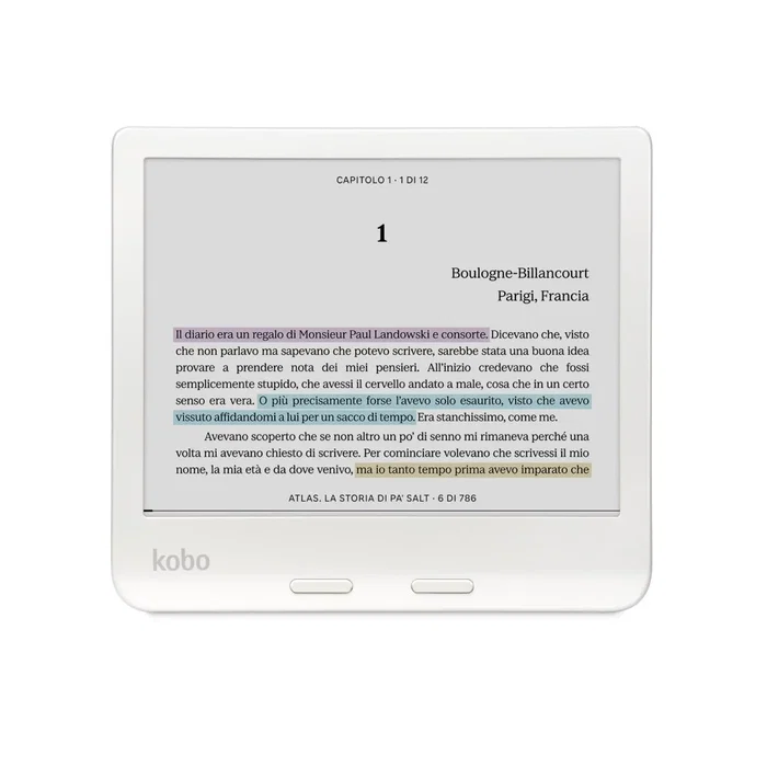 Kobo Libra Colour - eBook Reader con Pantalla Táctil a Color E Ink Kaleido de 7" (17.8 cm), Resolución 1264x1680, 32 GB, Wi-Fi, Bluetooth, Resistente al Agua, Color Blanco