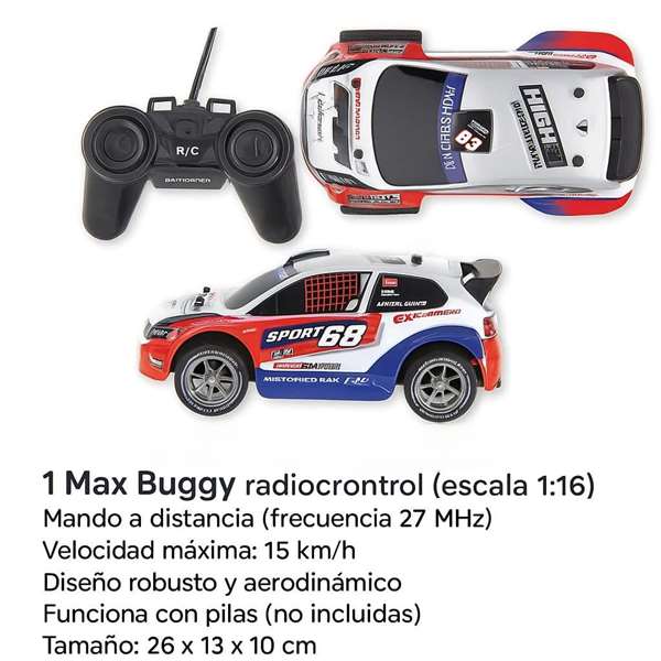 JugaToys Max Buggy Coche radio control 27MHz escala 1:16 Gris