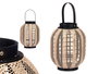 Giftdecor Farol Portavela Asa Ovalado 27x32x27cm - Tela, Madera, Vidrio Beige/Negro (Set de 2)