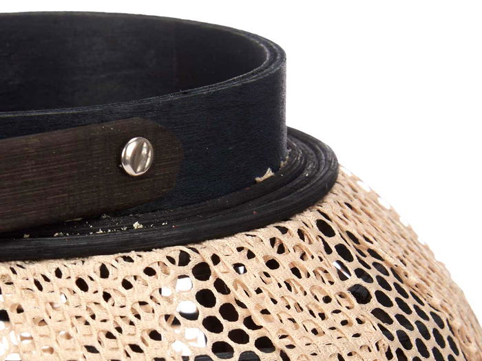 Giftdecor Farol Portavela Asa Ovalado 27x32x27cm - Tela, Madera, Vidrio Beige/Negro (Set de 2)