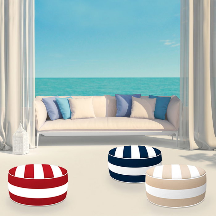 Aktive Puff Hinchable Ottoman Diseño Colonial Rojo y Blanco