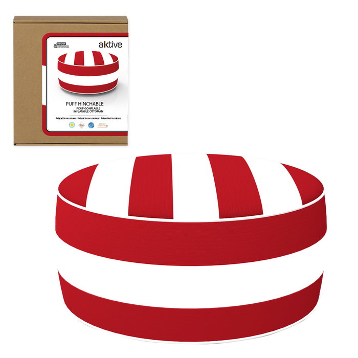 Aktive Puff Hinchable Ottoman Diseño Colonial Rojo y Blanco
