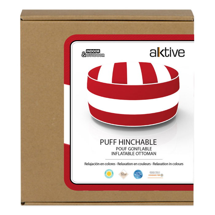 Aktive Puff Hinchable Ottoman Diseño Colonial Rojo y Blanco