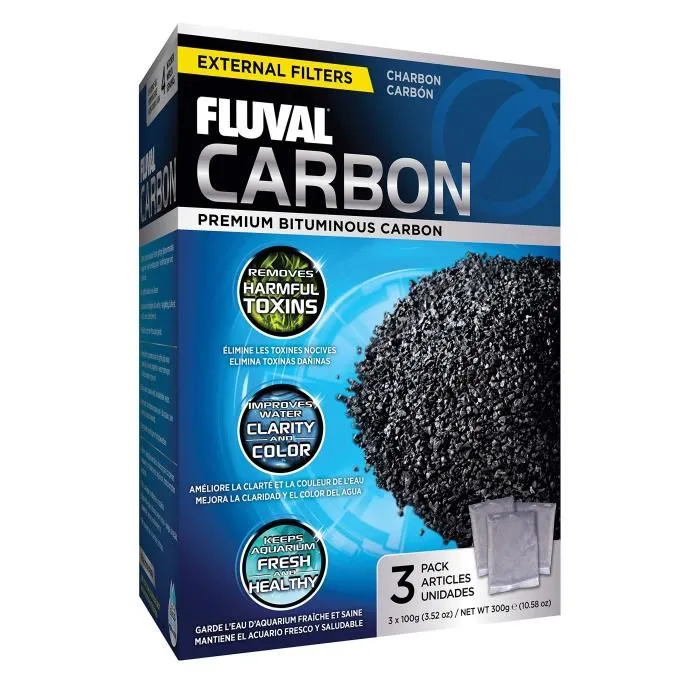 Fluval Set 3 Carbones 100 g para Acuarios - Eliminación de Metales Pesados, Olores y Contaminantes Orgánicos