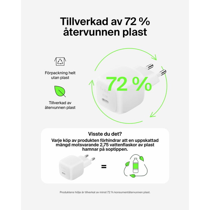 Cargador de Pared Belkin WCA013KQ1MWH-B6 Blanco