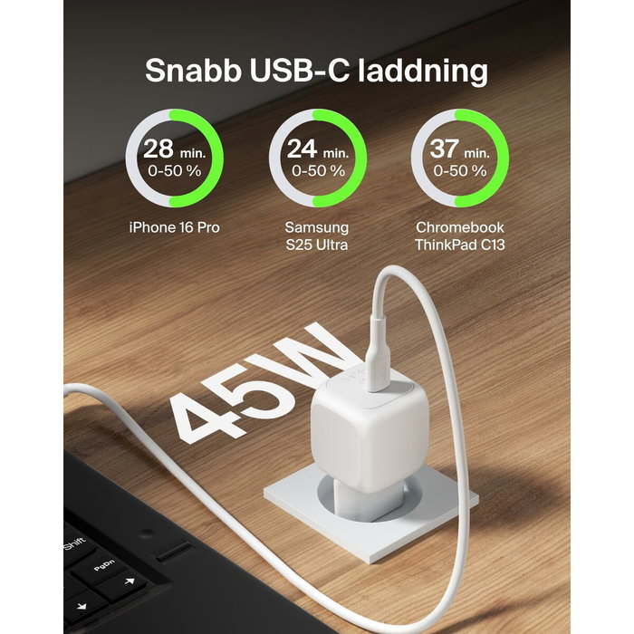 Belkin BOOST Charge USB-C 45W PD PPS con cable, Blanco Belkin BOOST Charge USB-C 45W PD PPS con cable, Blanco