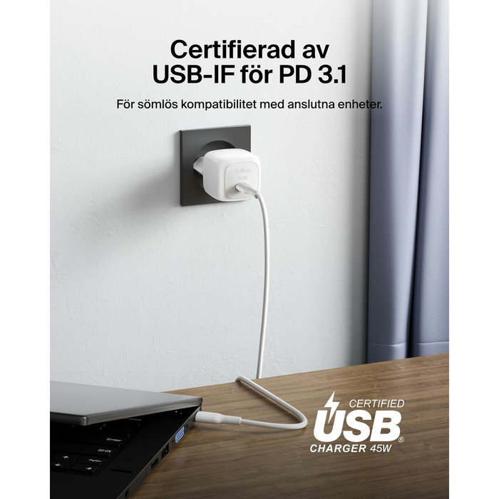 Belkin BOOST Charge USB-C 45W PD PPS con cable, Blanco Belkin BOOST Charge USB-C 45W PD PPS con cable, Blanco