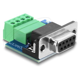 DeLOCK 91294 Adaptador D-Sub 9 Pin Hembra a Bloque de Terminales de 4 Pin con Interruptor DIP y Resistencia de 120 Ohm