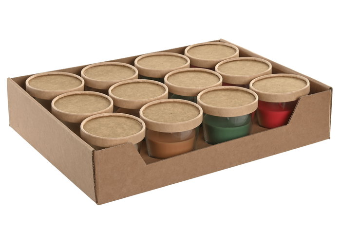 DKD Home Decor Set de Velas en Frasco de Cristal con Tapa de Cartón Surtido