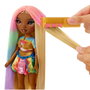 MGA Muñeca Meline Hair Chalk & Style Rainbow High para +6 años, pelo largo y teñible con colores arcoíris