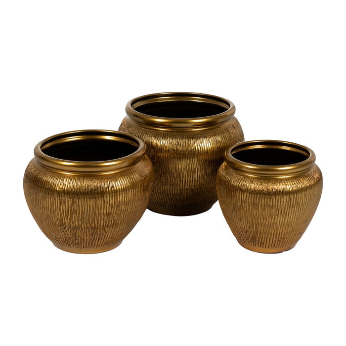 Macetero Oro Cerámica Decoración 30 X 30 X 28 cm