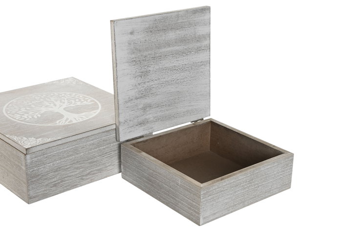 DKD Home Decor Set de 2 Joyeros Árbol de la Vida Decapé
