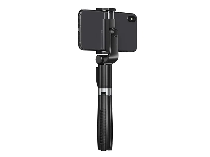 Natec Alvito Palo Selfie Bluetooth 4.0 con Trípode para Smartphone, Negro, Inalámbrico, Telescópico