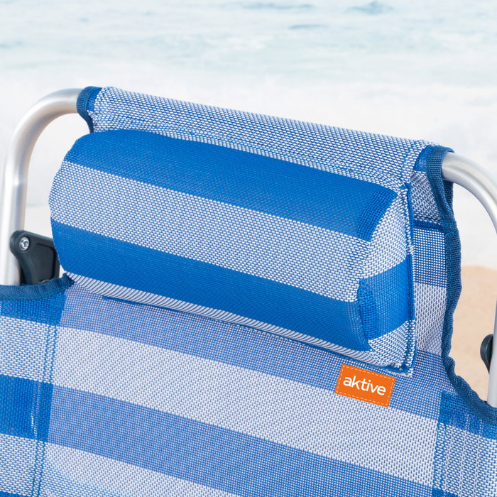 Aktive Silla de playa plegable y reclinable marinera con cojín y 8 posiciones