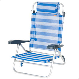 Aktive Silla de playa plegable y reclinable marinera con cojín y 8 posiciones