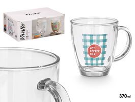 Vivalto Taza Vidrio Hot Coffee 370 ml Transparente 12x10.3x9 cm (Set de 24)