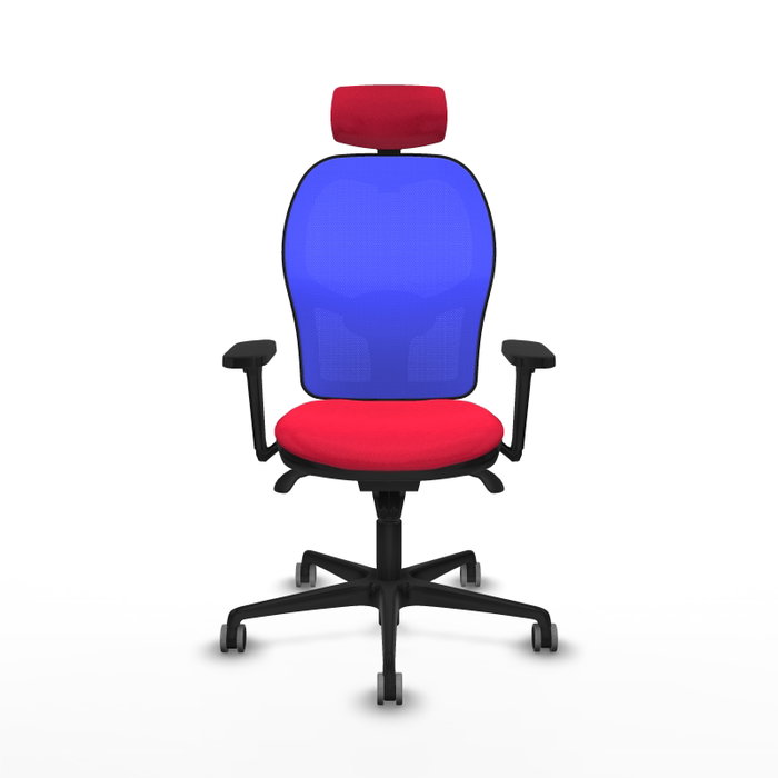 PIQUERAS Y CRESPO Silla de oficina Jorquera con mecanismo Sincro, Tela Roja y Malla Azul