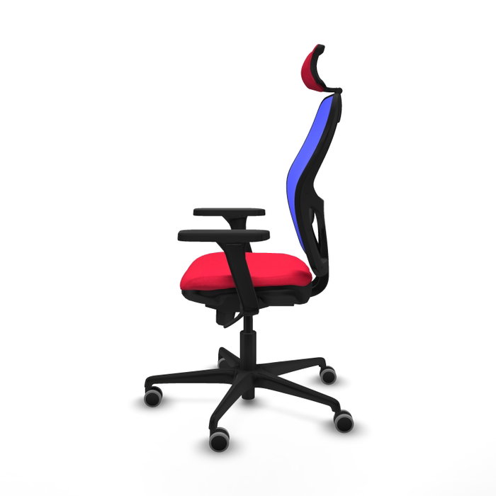 PIQUERAS Y CRESPO Silla de oficina Jorquera con mecanismo Sincro, Tela Roja y Malla Azul