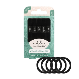 Invisibobble Ecotie Coletero Invisible de Plástico Reciclado, Color Negro, Pack de 5 Unidades