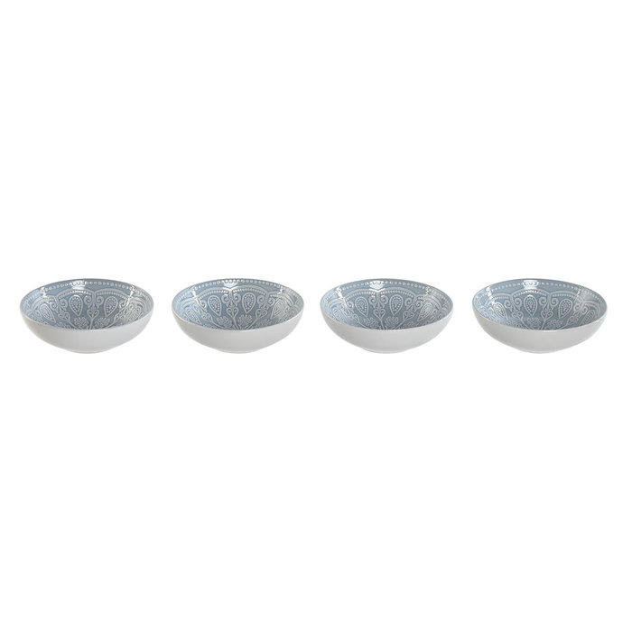 DKD Home Decor Set de 4 Platos Mandala en Gres Azul Esmaltado DKD Home Decor Set de 4 Platos Mandala en Gres Azul Esmaltado