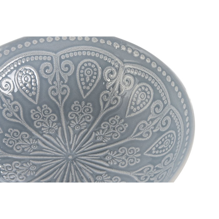 DKD Home Decor Set de 4 Platos Mandala en Gres Azul Esmaltado DKD Home Decor Set de 4 Platos Mandala en Gres Azul Esmaltado
