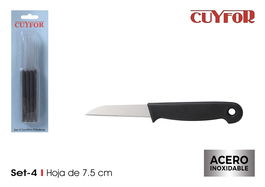 Cuyfor Set de 4 Cuchillos Pelador Negro 16 cm (36 Unidades)