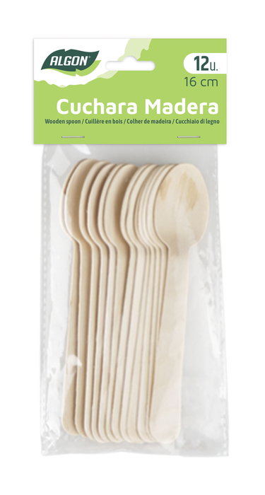 Inde Set 12 Cuchara Madera 16 cm (24 Unidades)