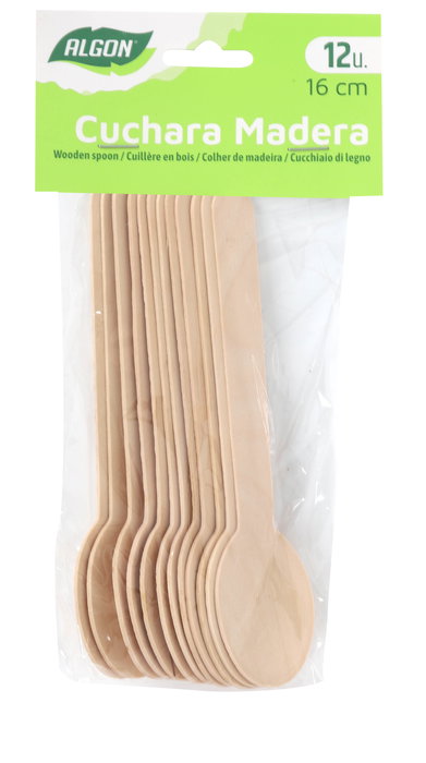 Inde Set 12 Cuchara Madera 16 cm (24 Unidades)