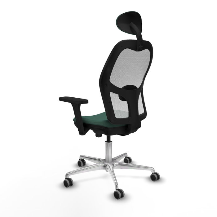 PIQUERAS Y CRESPO Silla de oficina Jorquera con mecanismo Sincro/Traslack, Verde botella y Blanco