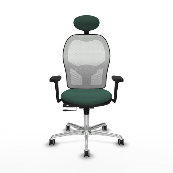 PIQUERAS Y CRESPO Silla de oficina Jorquera con mecanismo Sincro/Traslack, Verde botella y Blanco