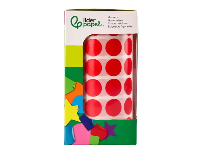 Liderpapel Gomets Circulares Autoadhesivos 15 mm Rojo Rollo de 2500 Unidades en Caja