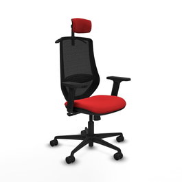 PIQUERAS Y CRESPO Silla de oficina Mardos con mecanismo Sincro, Rojo y Negro