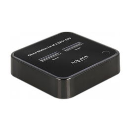 DeLOCK Estación de Acoplamiento SSD Docking Station 2x M.2 SATA con Función Clonación USB-C 3.2 Gen 2 6 Gbps Negro