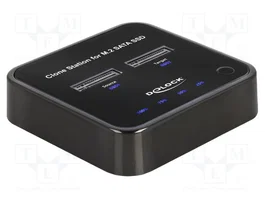 DeLOCK Estación de acoplamiento M.2 para 2 x M.2 SATA SSD con función de clonación, USB 3.2 Gen 2 Type-C, Negro