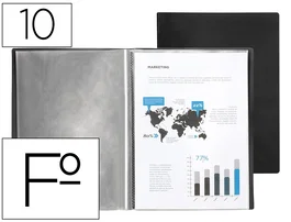 Liderpapel Carpeta Escaparate con 10 Fundas de Plástico Negro Folio