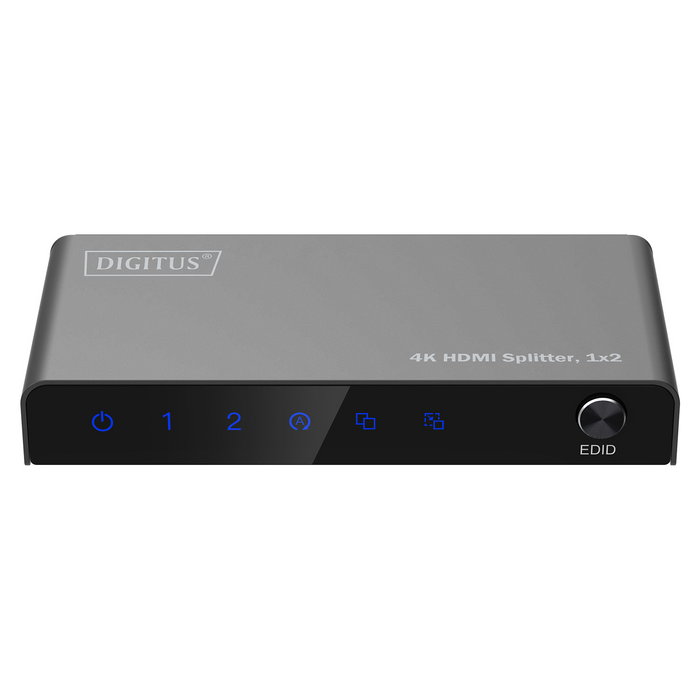 Digitus Divisor HDMI 1x2 4K/60Hz HDCP 2.3 con Control EDID, Metal Gris, 18 Gbit/s, HDR, DTS, Dolby Digital