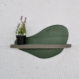 Hanah Home Meh226 Estantería de Madera Decorativa para Pared, Contrachapado, Verde Oscuro y Gris, 35x20x11 cm