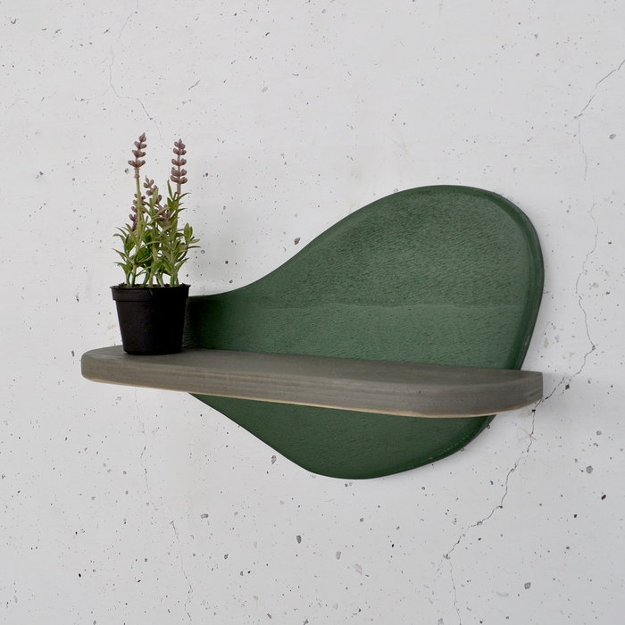Hanah Home Meh226 Estantería de Madera Decorativa para Pared, Contrachapado, Verde Oscuro y Gris, 35x20x11 cm