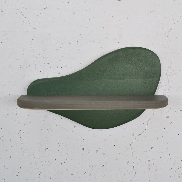 Hanah Home Meh226 Estantería de Madera Decorativa para Pared, Contrachapado, Verde Oscuro y Gris, 35x20x11 cm