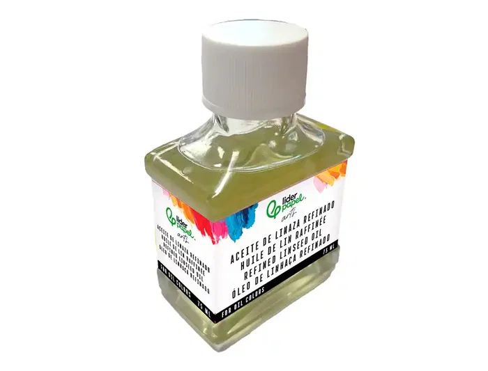 Liderpapel Aceite de Linaza Refinado 75 ml - Para Pintura al Óleo, Aumenta Fluidez y Brillo, Ideal para Diluir Colores, Mantenimiento de Pinceles, Botella
