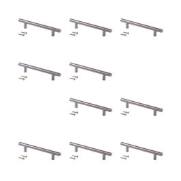 Emuca Lote de 10 tiradores para mueble Orlando, L528mm, intereje 448mm, Acero, Níquel satinado