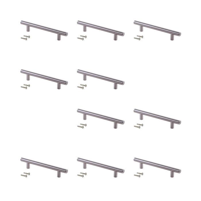 Emuca Lote de 10 tiradores para mueble Orlando, L528mm, intereje 448mm, Acero, Níquel satinado Emuca Lote de 10 tiradores para mueble Orlando, L528mm, intereje 448mm, Acero, Níquel satinado