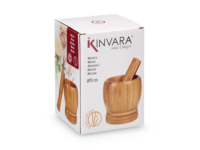 Kinvara Mortero Bambú 250 ml Marrón 12x11x11 cm (Set de 8)