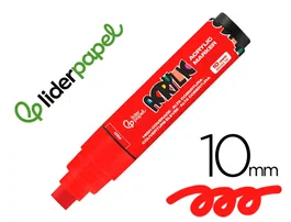 Liderpapel Rotulador Acrylic Base Agua Todo Tipo de Superficie Punta Rectangular 10 mm Rojo