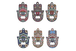 DKD Home Decor Imanes de Metal y PS con Abridor y Hamsa Dorado Surtido de 6